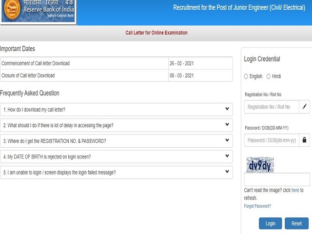 Download RBI JE Admit Card 2021 @opportunities.rbi.org.in: Check Direct Link for Junior Engineer Exam Hall Ticket Here