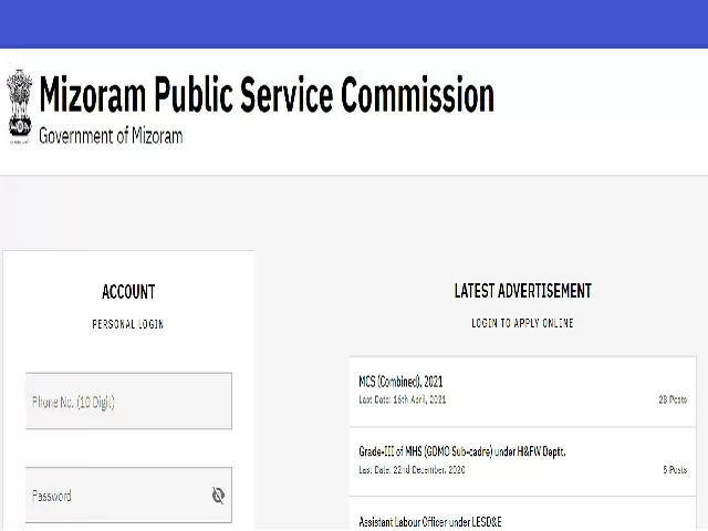 Mizoram PSC Junior Grade Civil Services Recruitment 2021