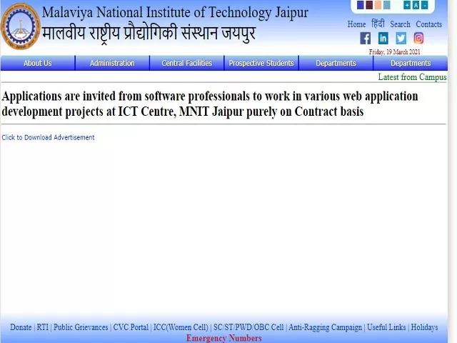 MNIT Janipur Recruitment 2021: Apply for Team Leader/Architect, Web Application Developer & Other Posts