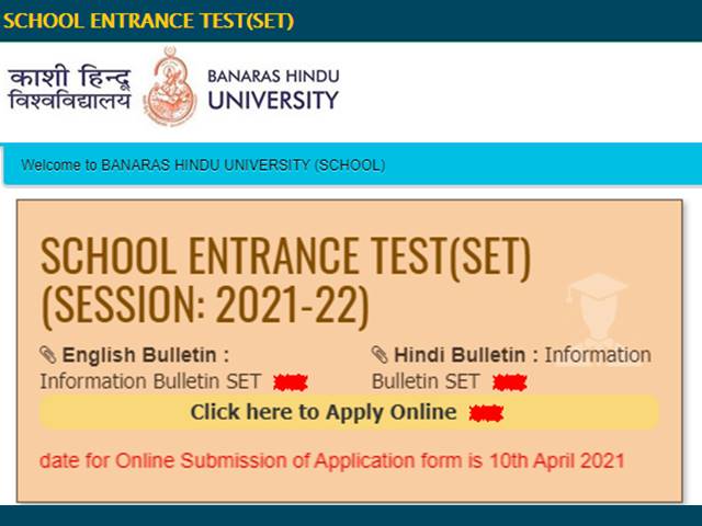 BHU SET 2021 Application Date Extended, Register for BHU School ...