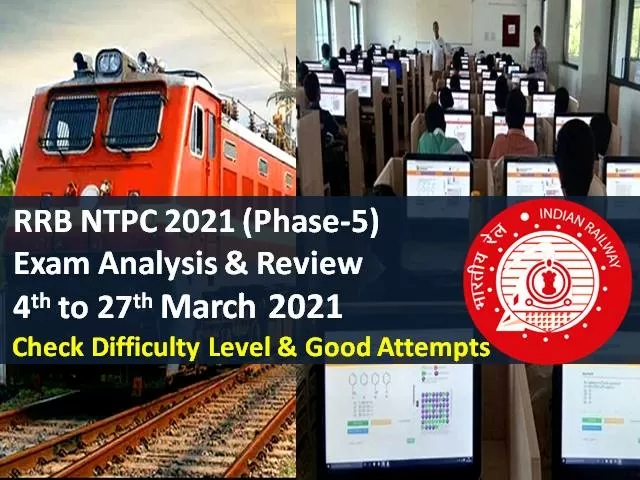 RRB NTPC 2021 Exam Analysis Phase-5 (4th to 27th March All Shifts): Check CBT Difficulty Level & Good Attempts to clear cutoff marks