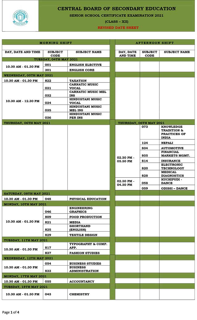 cbse date sheet 2022 class 12 pdf download