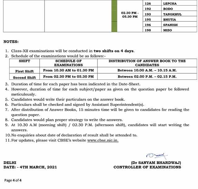 Postponed Cbse 12th Date Sheet 2021 To Be Out On Or After 1st June New Cbse Class 12 Time Table 2021 Cbse Gov In