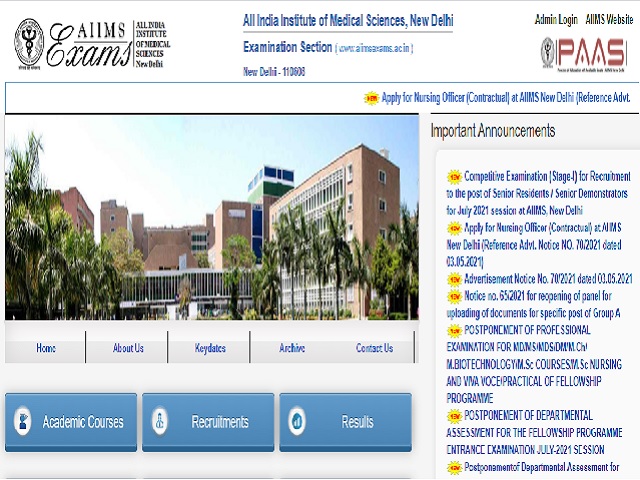 AIIMS Recruitment 2021: Apply Online For 416 SR/SD July Session 2021 ...