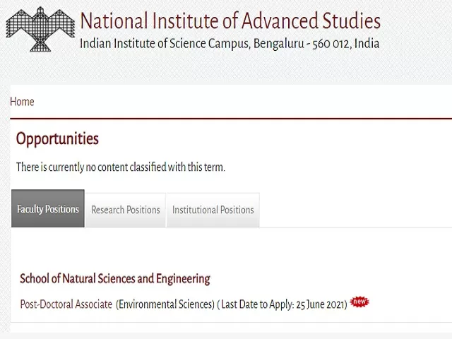 NIAS Recruitment 2021: Apply PDA & PA/JRF Posts