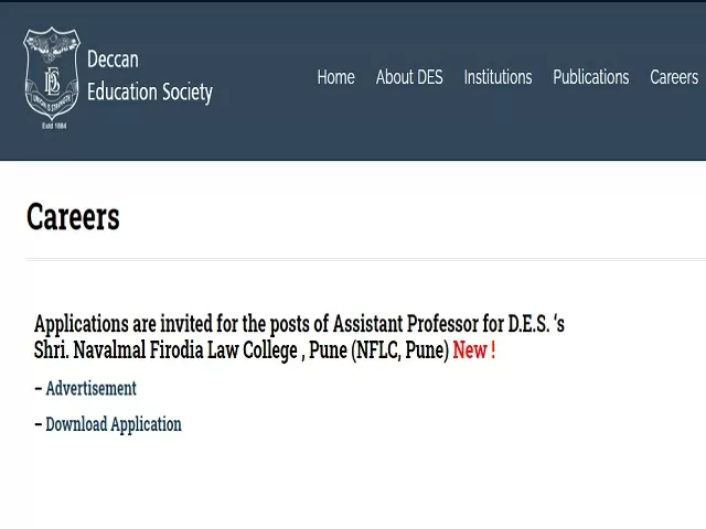 Deccan Education Society Pune Recruitment 2021: Apply Assistant Professor Posts
