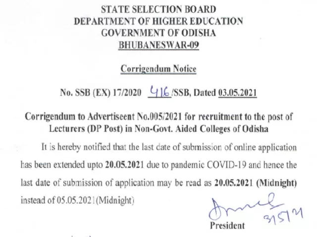 SSBOdishaLecturerRecruitment2021