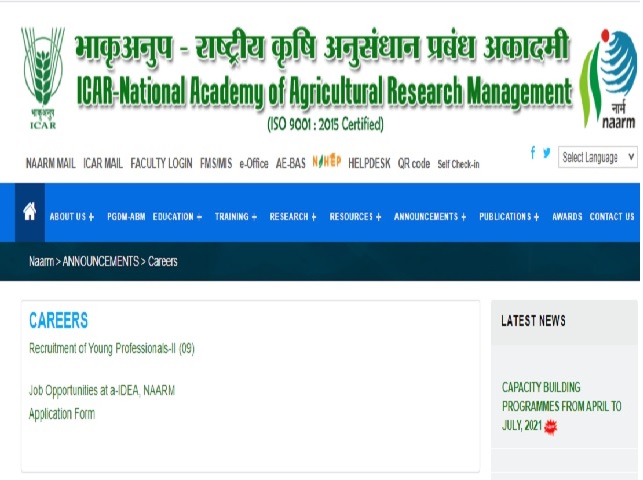 NAARM Recruitment 2021: Apply 09 Young Professional-II Posts before 15 May