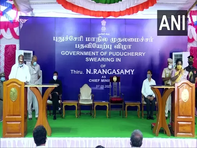 N Rangasamy takes oath as Puducherry CM, Source: ANI
