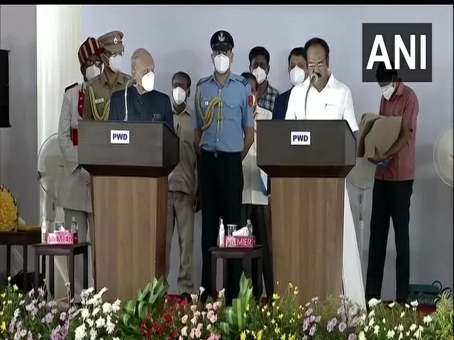 MK Stalin taking oath as CM, Source: ANI