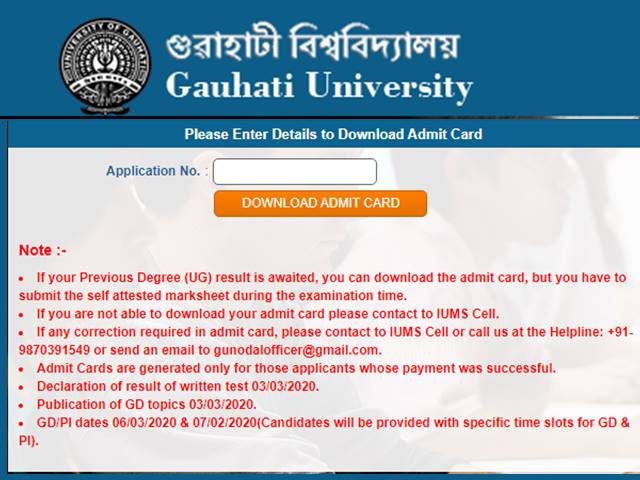 Gauhati University BEd Admit Card 2021 Released