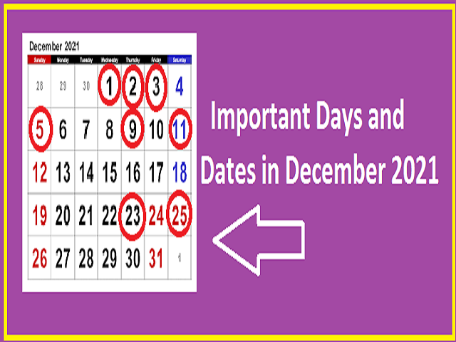 Important Days and Dates in December