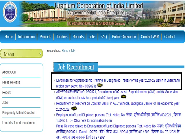 UCIL Recruitment 2021: Apply Online for 242 Apprentice Posts in Jharkhand Region @ucil.gov.in 