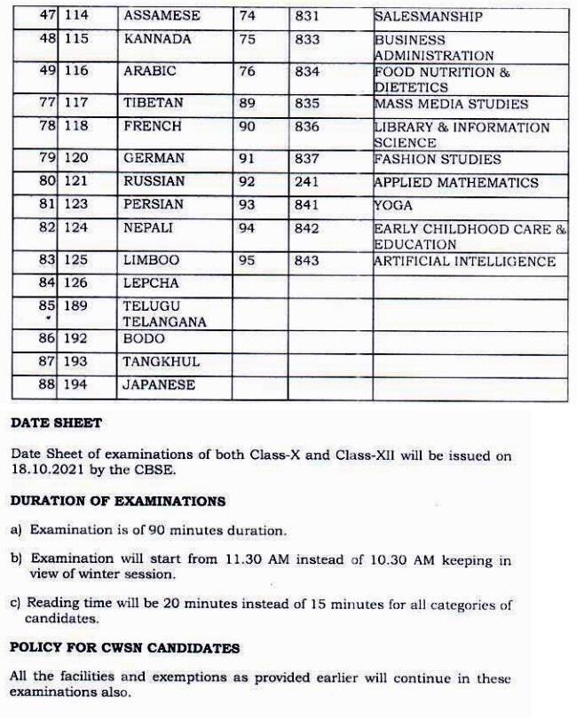 Cbse 10th And 12th Date Sheet 2021 Term 1 Cbse Time Table 2021 22 Pdf