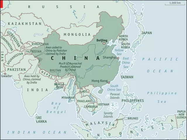 China Land Border map, Source: The Economist