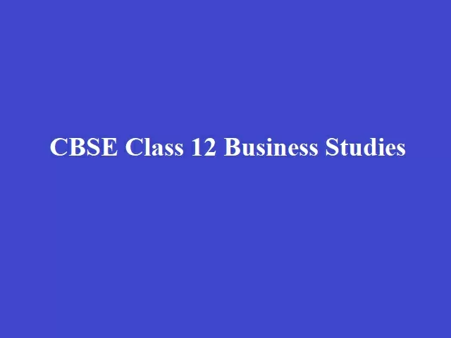 CBSE Class 12 Business Studies Sample Paper 2021-22