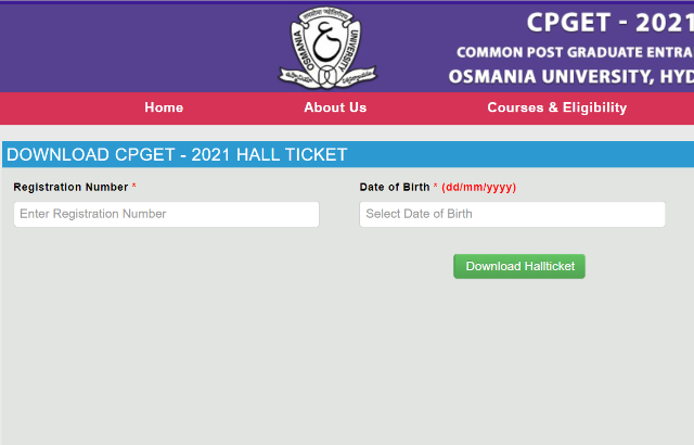 Cpget 2021 Osmania University Released Pg Entrance Test Admit Card At Know How To 