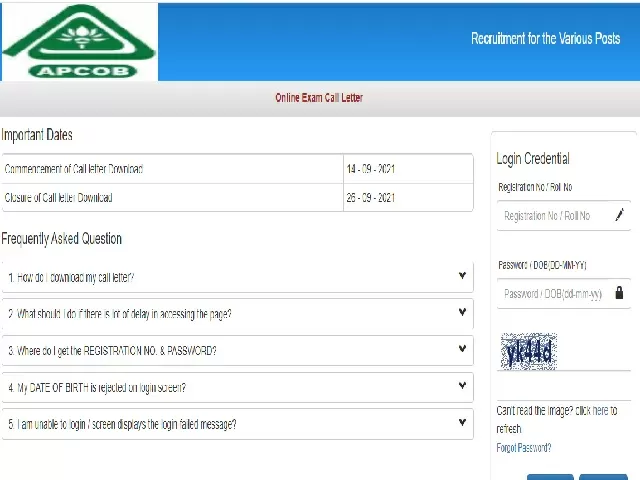APCOB Admit Card 2021 
