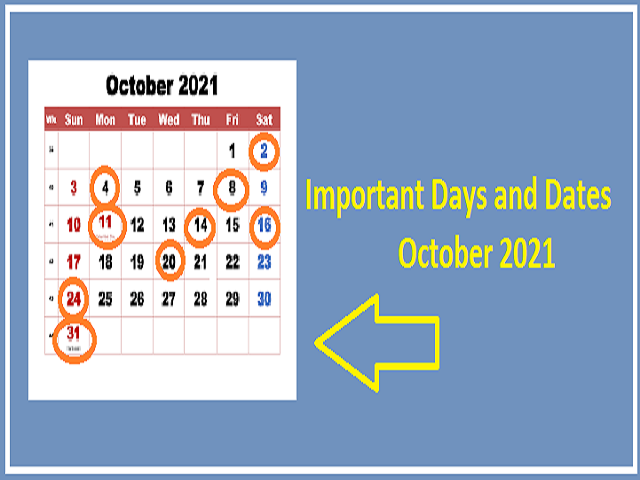 Important days in October 2021