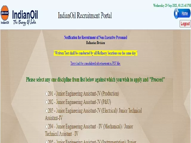 IOCL JEA Recruitment 2021 