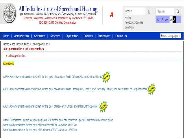 AIISH Mysore Recruitment 2021 for Various Faculty Posts @aiishmysore.in, Check Application Process 