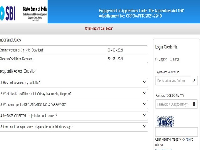 SBI Apprentice Admit Card 2021: Check Download Link, Exam Pattern, Date ...