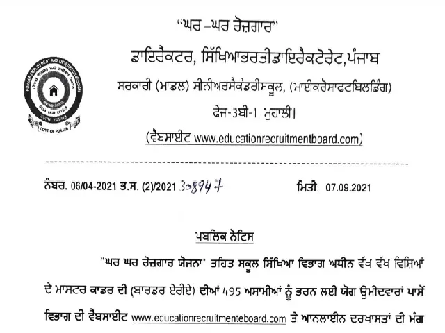  School Education Punjab Recruitment 2021