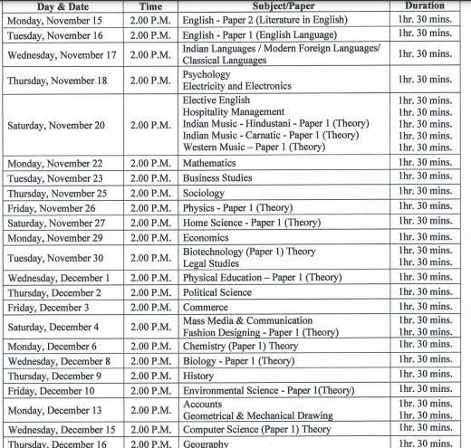 icse-isc-1st-semester-time-table-2021-released-get-cisce-10th-and