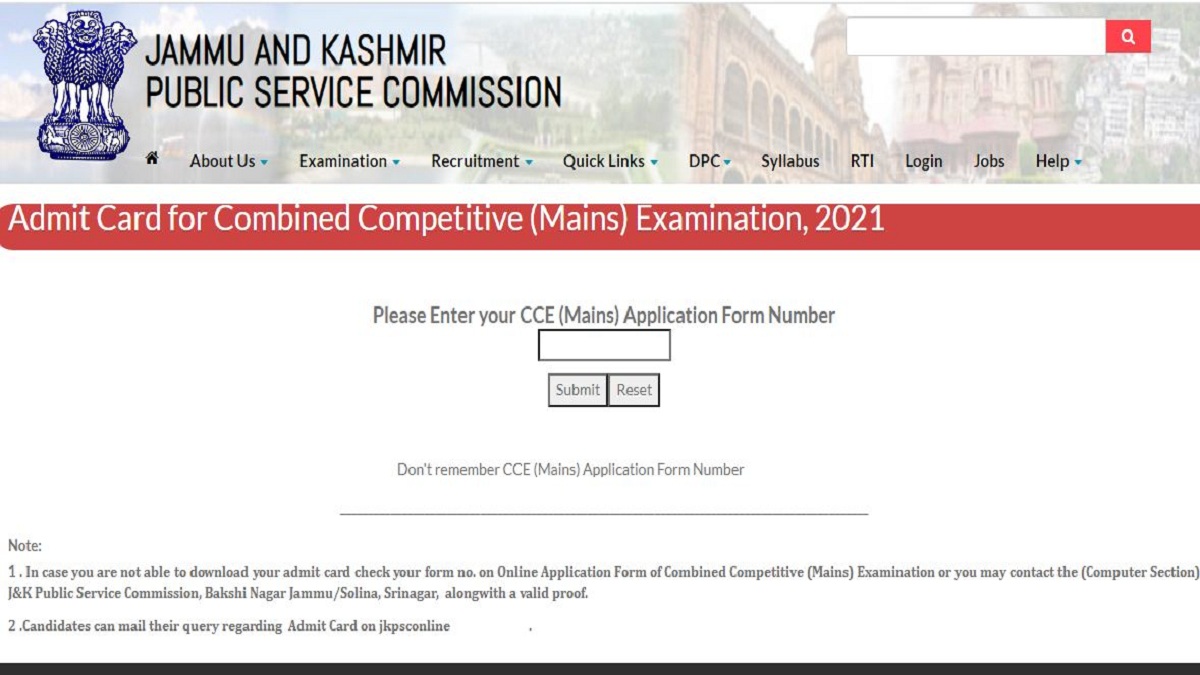 JKPSC CCE Mains 2022: Admit Cards And Exam Date (Released) @jkpsc.nic ...