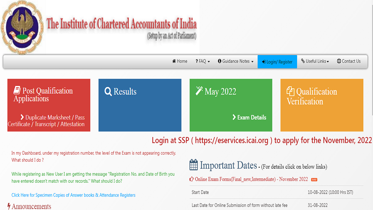 ICAI CA Intermediate And Final Applications Released, Apply At Icaiexam ...