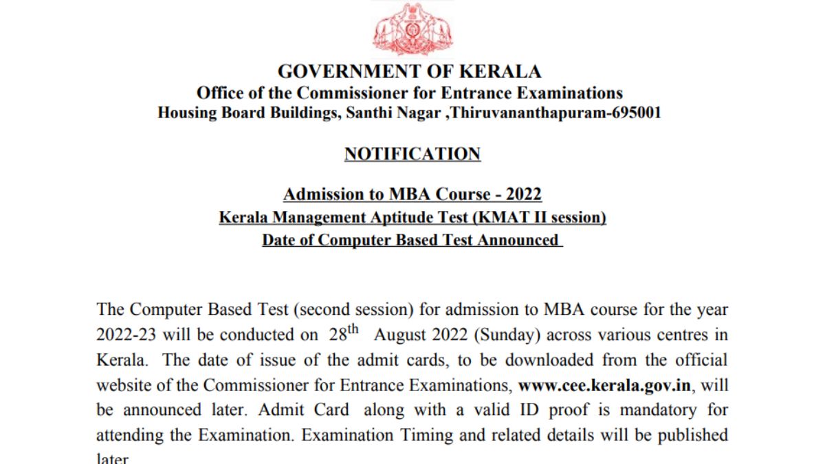 KMAT 2022 Exam Date Announced for Session 2