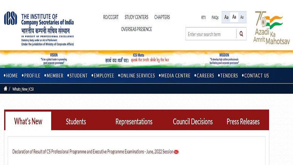 ICSI CS Results 2022