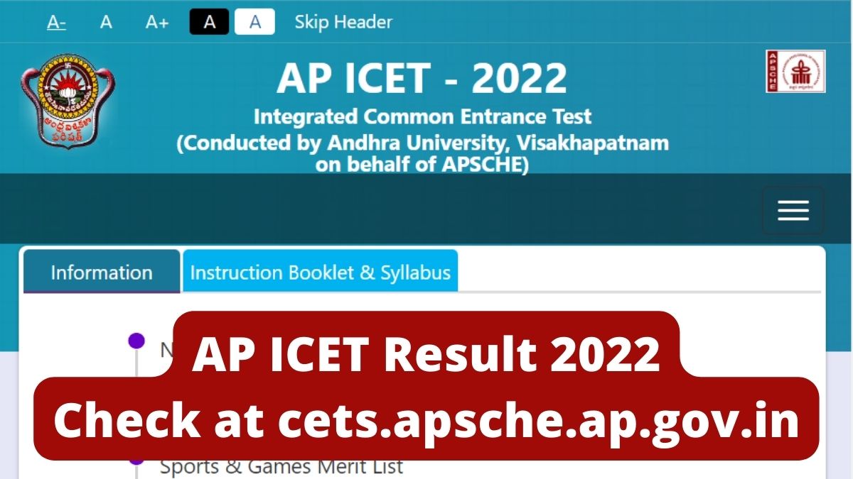 AP ICET Result 2022 (Declared) Check Manabadi AP ICET Result 2022 at