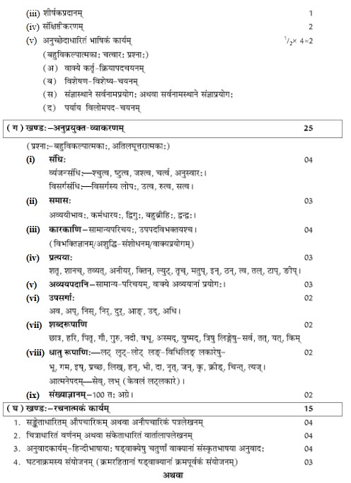 RBSE Class 10th  Sanskrit Syllabus 2023