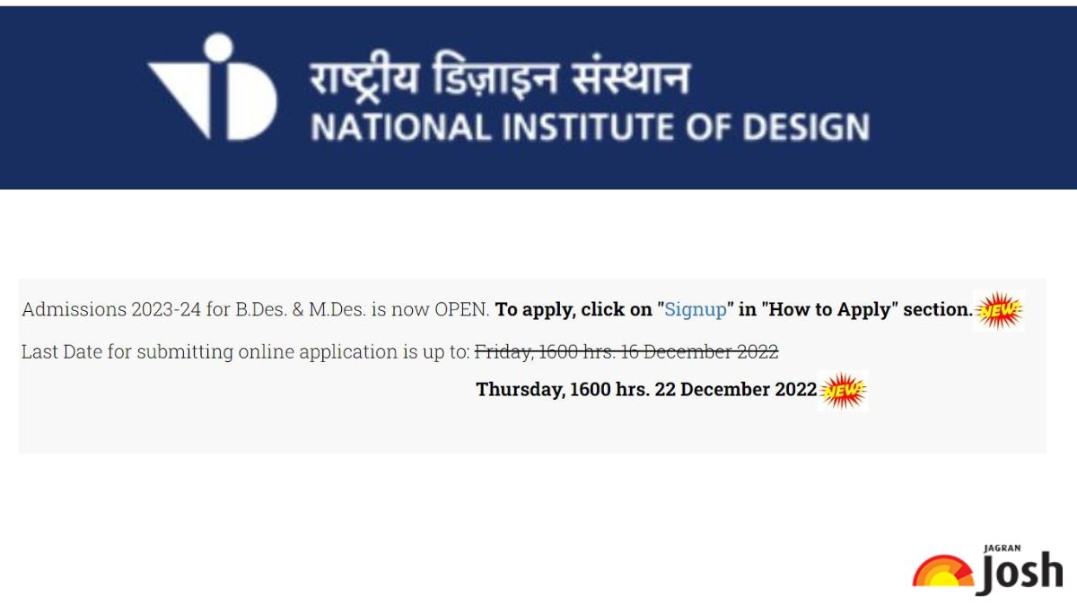 NID DAT 2023 Registration Date Extended Apply Till Dec 22 At 