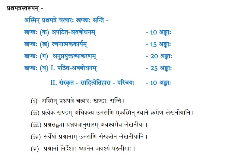 Let us first begin with the sample question paper and marking scheme of Sanskrit Core. 