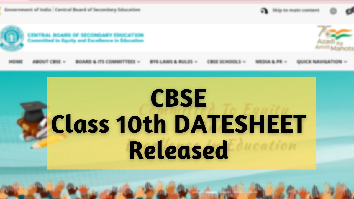CBSE Class 10 Date Sheet 2023 Download CBSE Class 10th Time Table 