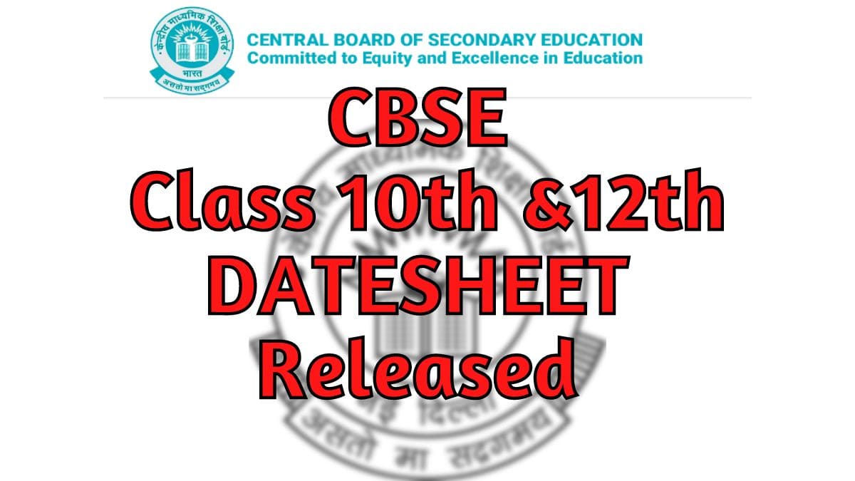 CBSE Date Sheet 2023 And Exam Dates Class 10 12 Exam Date PDF 