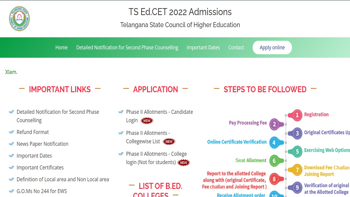 TS EdCET 2022 Counselling Phase 2