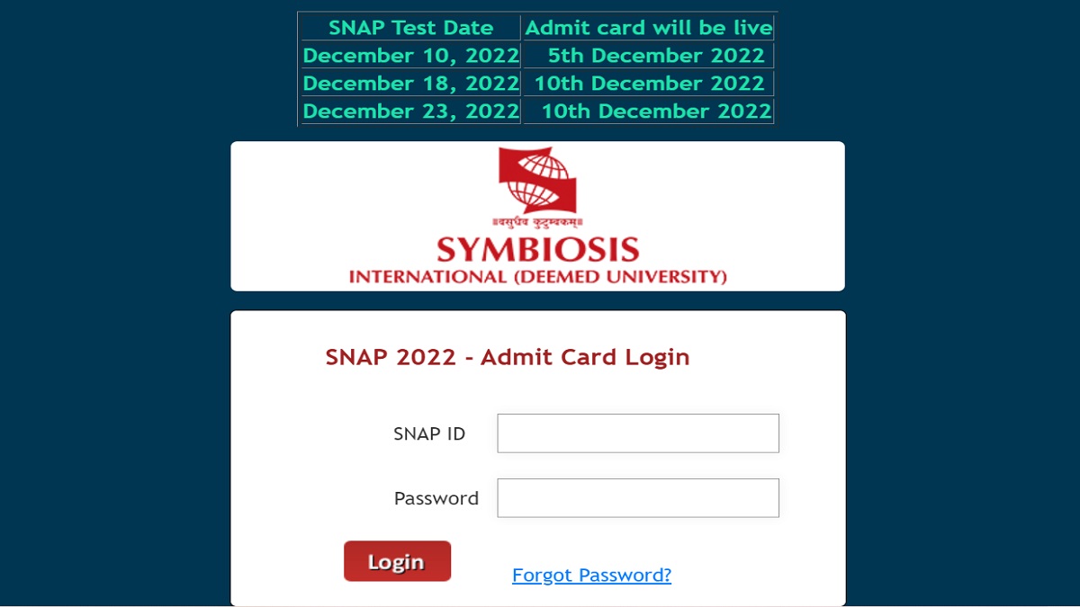 SNAP 2022 Phase 1 Admission Card Released, available for download at snaptest.org