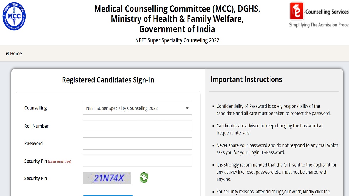 NEET SS Counselling Allotment 2022
