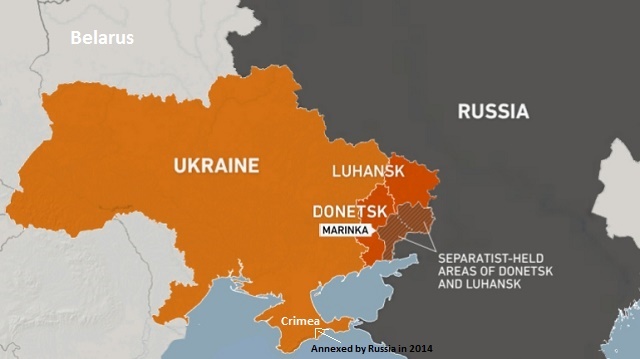 Map of Russia and Ukraine Conflict