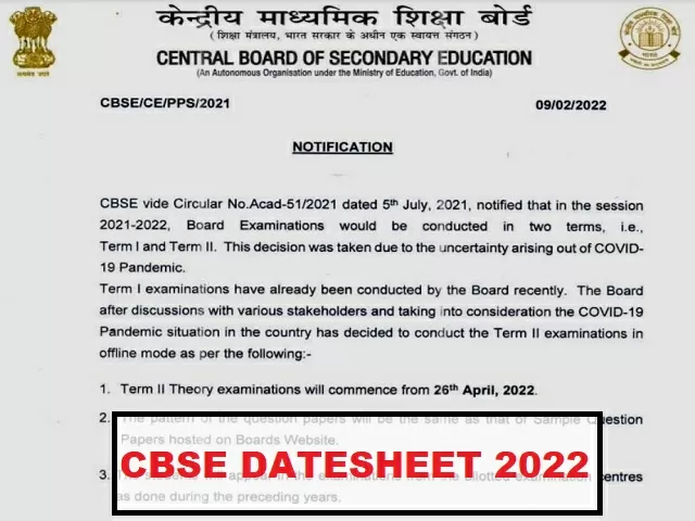 CBSE Date Sheet 2022 To Release Soon: (Term 2) Theory Exam To Be ...