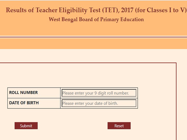 WBBPE Primary TET Result 2017 Released @wbtetresult.in: Download Link Here