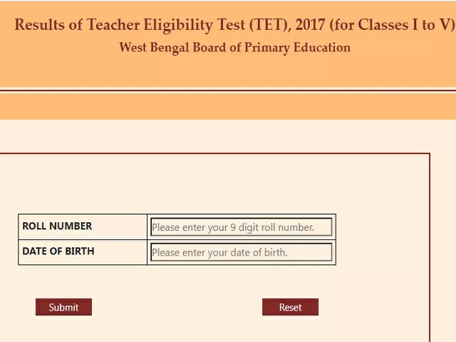 WB TET Result 2017