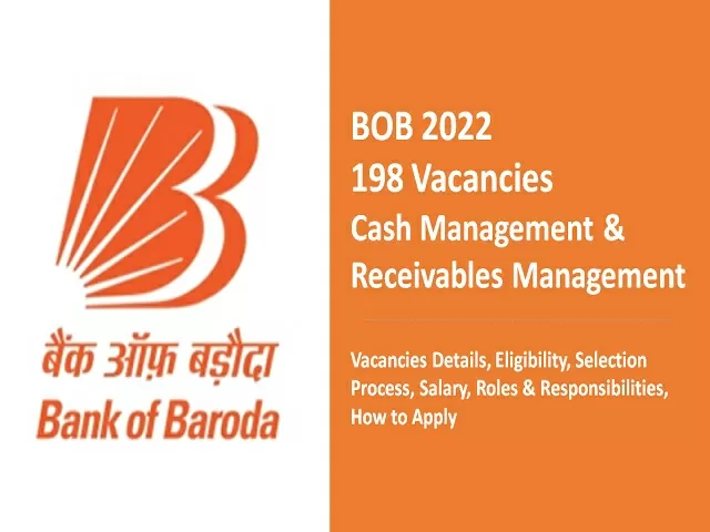 Bank of Baroda 2022 Cash Receivables Department 198 Vacancies