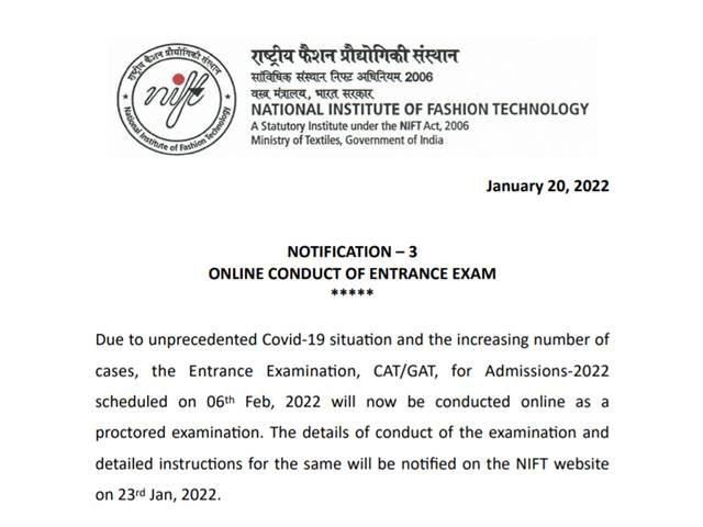 NIFT 2022 Exam Mode Changed