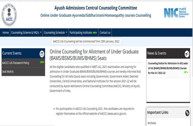 AYUSH NEET 2021 Counselling Dates Released Register To Begin From