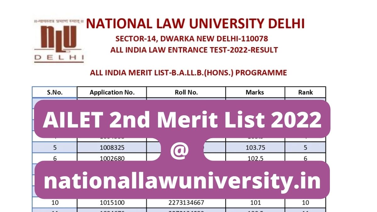 AILET 2nd Merit List 2022 Released, Check Selection Status for BA LLB ...