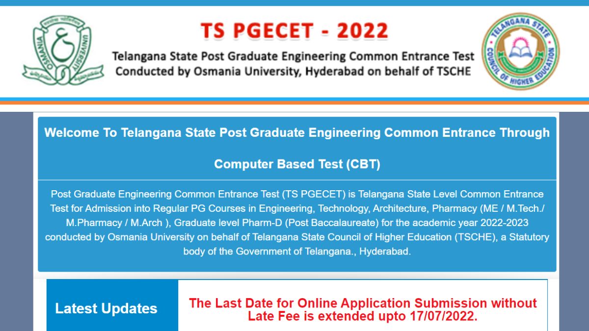 TS PGCET 2022 Application Date Extended, Apply By 17th July At Pgcet ...